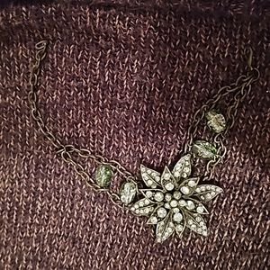 Vintage green stone floral chain bracelet